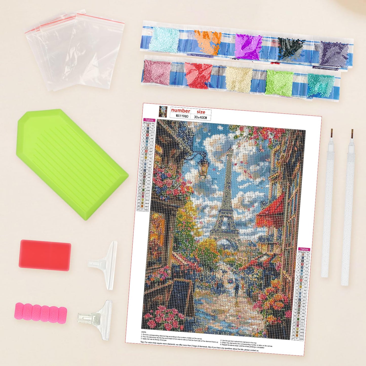 Lxmsja Eiffel Tower Diamond Art Kits for Adults, Paris Diamond Painting Kits for Beginners, 5D DIY Full Drill Gem Art Crafts for Adults, Home Wall Decor 12x16 inch