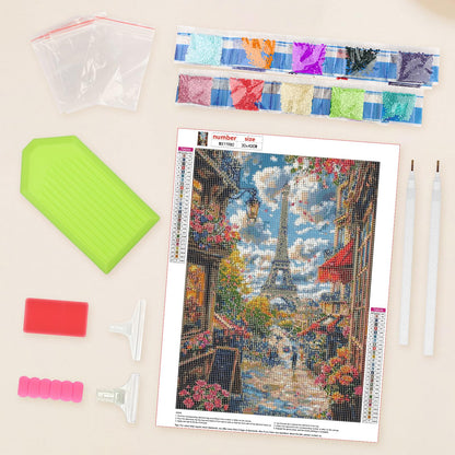 Lxmsja Eiffel Tower Diamond Art Kits for Adults, Paris Diamond Painting Kits for Beginners, 5D DIY Full Drill Gem Art Crafts for Adults, Home Wall Decor 12x16 inch