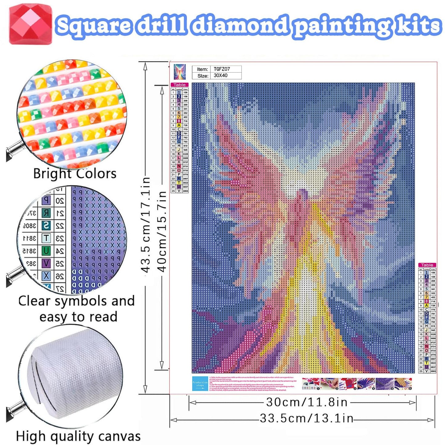 WEMEON Square Drill Diamond Painting Angel- 5D Full Square Diamond Art Kits for Adults with Tools, Stunning No-Gap Design, Easy to Apply and Frame, Home Wall Decor, Gift Idea(12X16 Inch)
