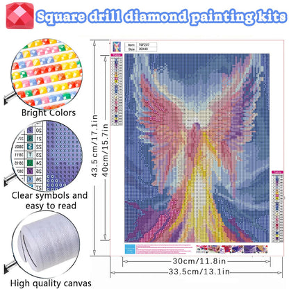 WEMEON Square Drill Diamond Painting Angel- 5D Full Square Diamond Art Kits for Adults with Tools, Stunning No-Gap Design, Easy to Apply and Frame, Home Wall Decor, Gift Idea(12X16 Inch)