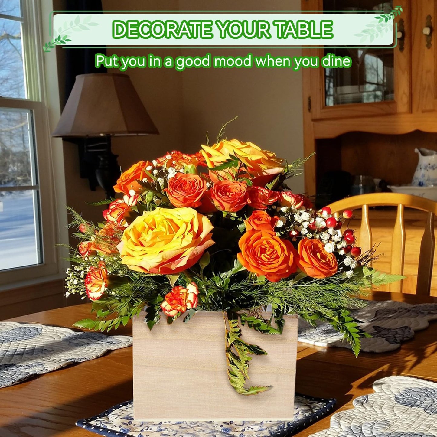 Suzile 12 Sets Square Rustic Wooden Box for Centerpiece Planter Box with Foam Blocks 4 Inch Unfinished Small Square Cube Vase for Wedding Floral Arrangement, Baby Showers, Home Garden Decor Craft