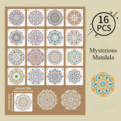 Mandala Stencils for Painting, 64PCS 4.7x4.7 Rangoli Stencils for Crafts & Home Decor
