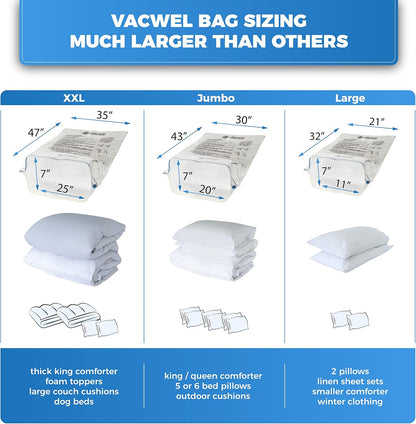 3-Pack XXL Vacuum Storage Bags - Space Saver Bags for Clothes Storage, XL Comforters, 3x XXL Bags (47x35in)