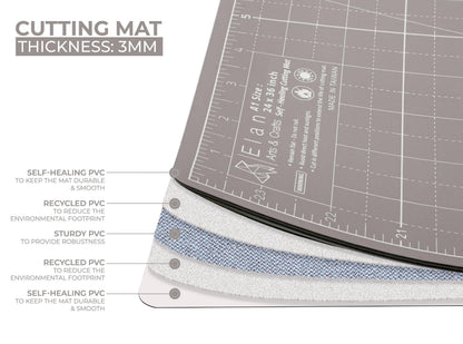 Elan Cutting Mat A2 Black & Taupe, Self Healing Cutting Mat 18x24 Inch, 5-Ply Craft Board Black, Hobby Board for Crafts 18x24 Inch