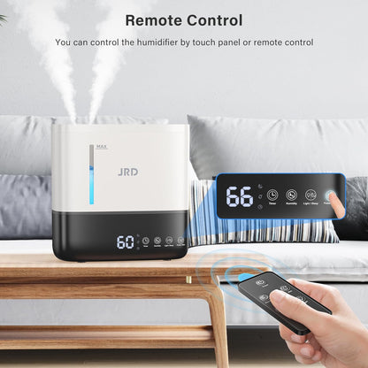 4L 40H 12H 360 Nozzle, 7-Color JRD Humidifiers for Bedroom, Ultrasonic Humidifier for Large Room, Cool Mist Top-Fill