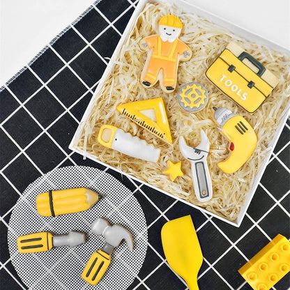 Mini Construction Tools Cookie Cutters Set of 9 pcs, Stainless Steel Hardware Tools Shaped Fondant Baking Molds