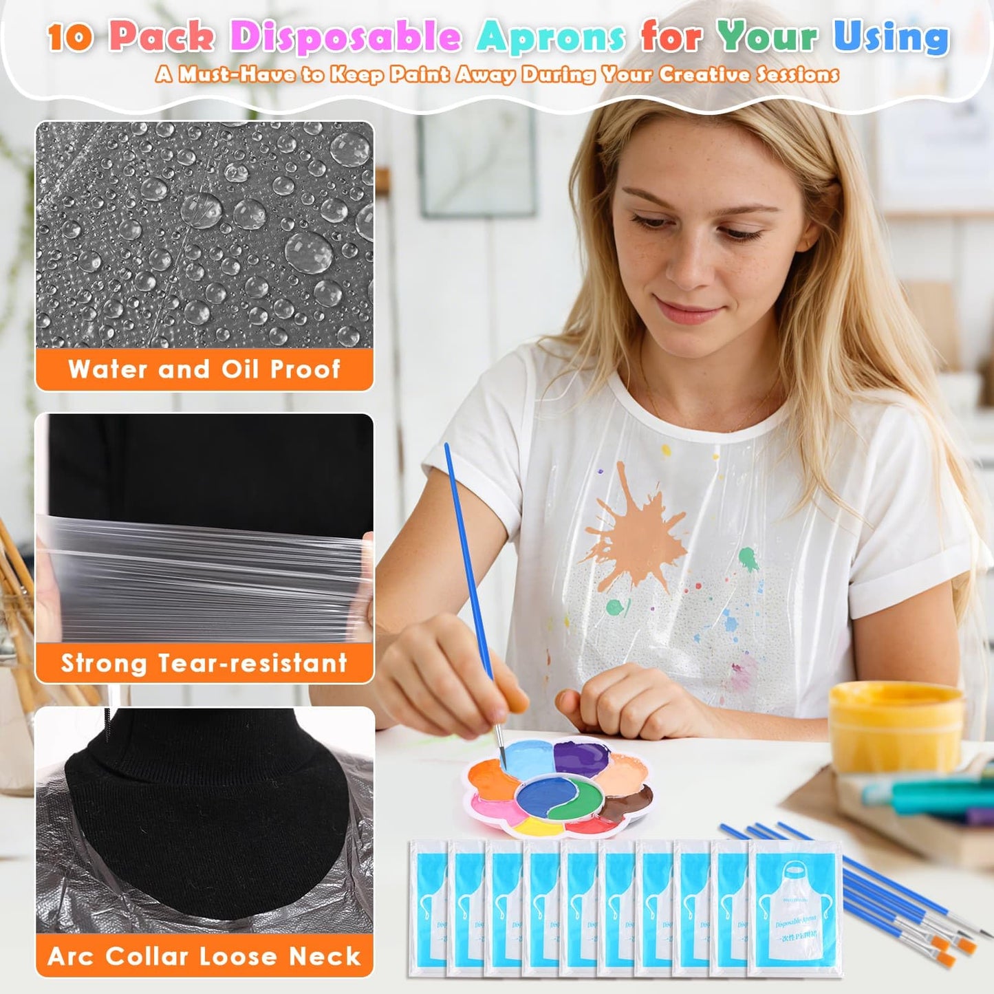 10 Pack 8x10 Inch Canvas and Easel Set, Art Canvas Boards Bulk with Easel Stand, Mini Acrylic Paint & Brushes Set, Paint Trays, Sip and Paint Kit for Adults Couples Day Night Paint Party