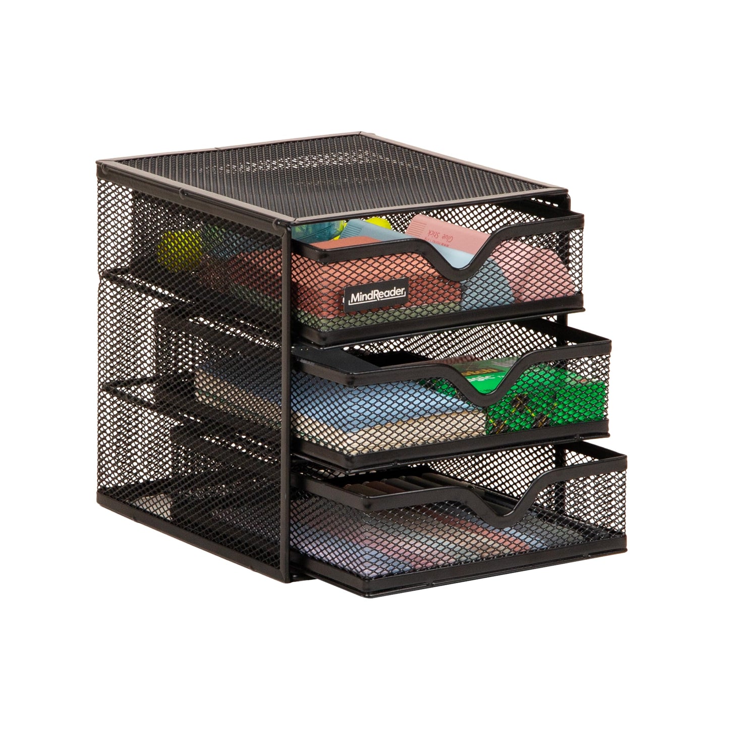 Mind Reader Desktop Accessory Storage, Desk Supplies, Organizer, Office, Metal Mesh, 6.25" L x 6.5" W x 6.5" H, Black