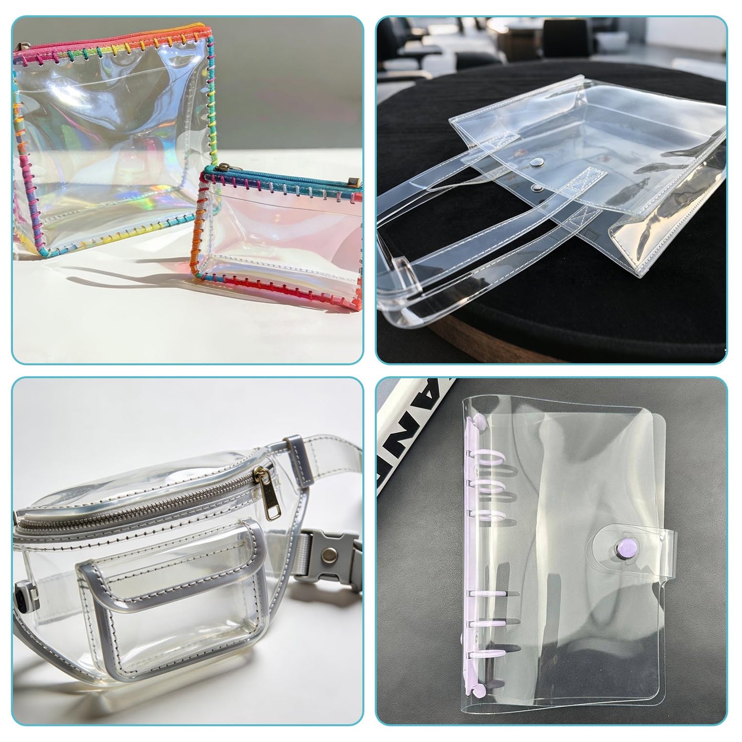 Clear Vinyl Sewing, Transparent PVC Vinyl Roll 15.7" x 48"(40cmx122cm) Super Clear Vinyl Sheets, 0.5 mm Waterproof Vinyl Fabric for Making Handags Bows, Bags and DIY Crafts
