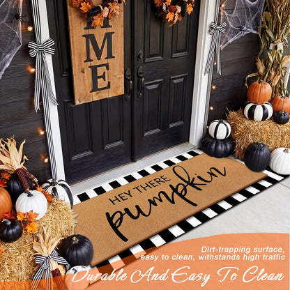 Tinideya 2 Pcs Door Mat Welcome Non Slip Coir Mats Floor Layering Doormats Seasonal for Front Porch Entryway Decor(Pumpkin)