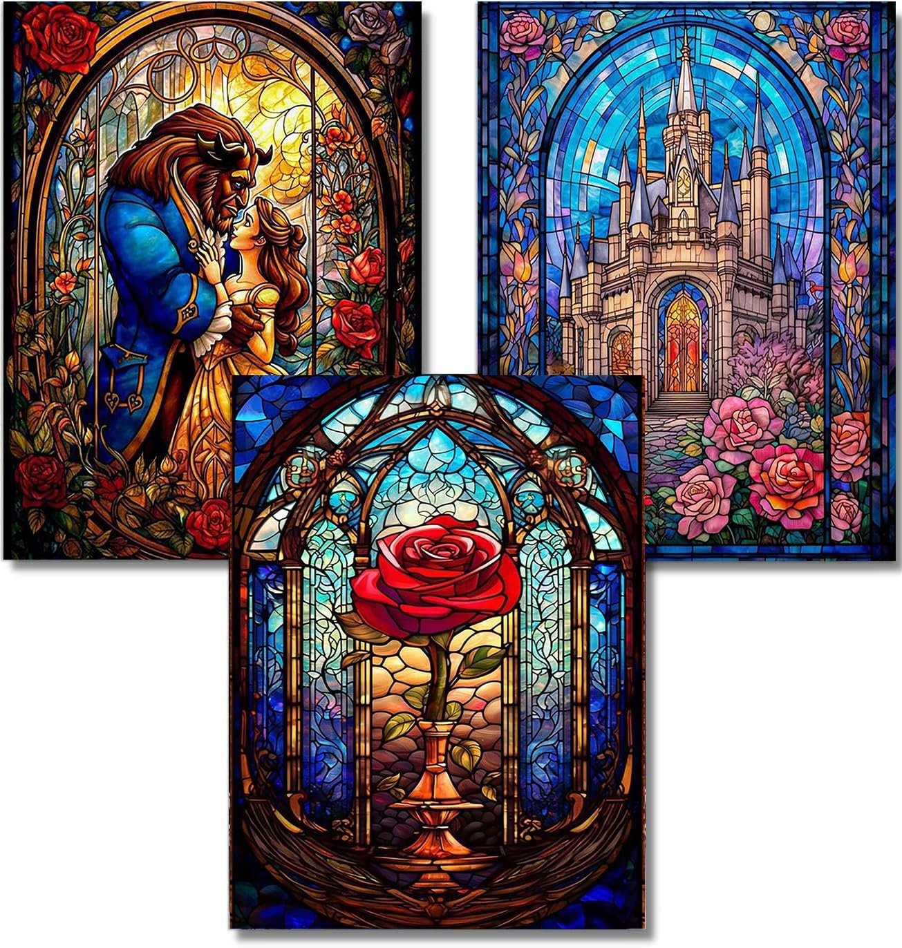 VeGuude Diamond Art Kits for Adults - 3 Pack Cartoon Diamond Painting for Beginners, Diamond Dots Round 5D Full Drill Paint with Diamonds Pictures Gem Art Painting Kits DIY Crafts Kits 12x16inch