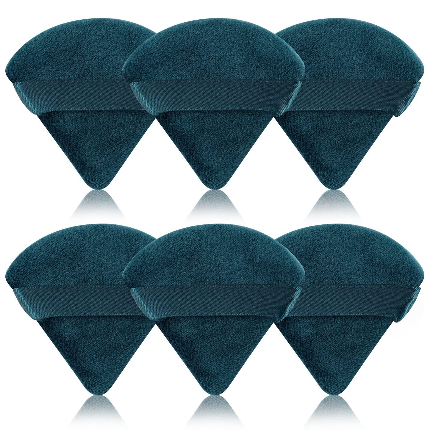 Pimoys 6 Pieces Powder Puff Face Makeup Sponge Soft Velour Triangle Powder Puffs Beauty Sponge Stocking Stuffers for Loose Powder (Black, Pink)