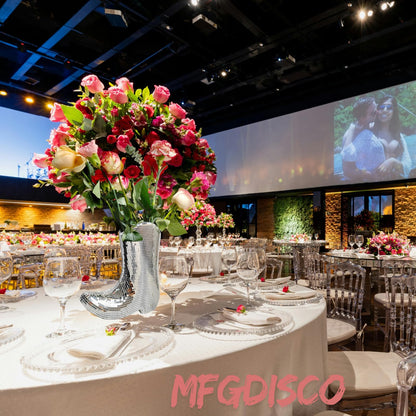 Handcrafted Disco Cowboy Boot Vase, Ceramic & Santiago Disco Ball Modern Western Flower Vase, 9.5inch Santiago Disco Cowboy Boot Home Decor, Unique Gift for Housewarming