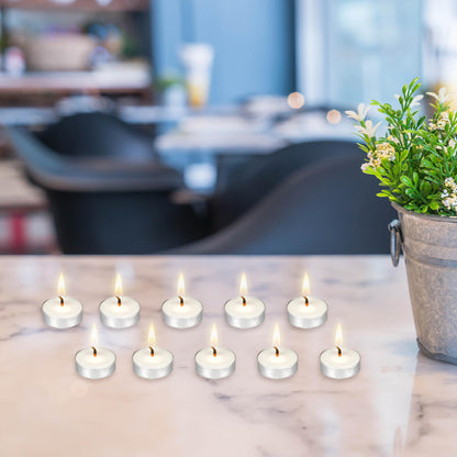 Mega Candles 100 pcs Unscented White Tea Lights Candles, Pressed Wax Candle 3.5 Hour Burn Time, Home Décor, Wedding Receptions, Occasions, Festivities, Events, Meditations, Spa, Prayers, Vigil