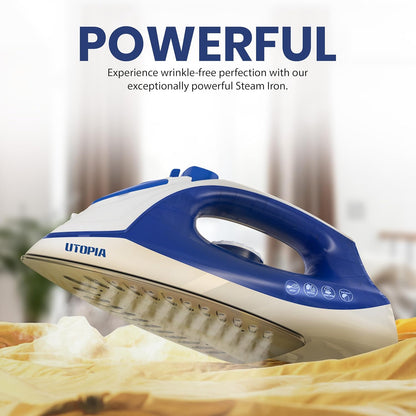 Utopia Home Steam Iron - 1200W Non-Stick Soleplate Clothes Iron | 2.3m Cord, Adjustable Thermostat & Safety Features