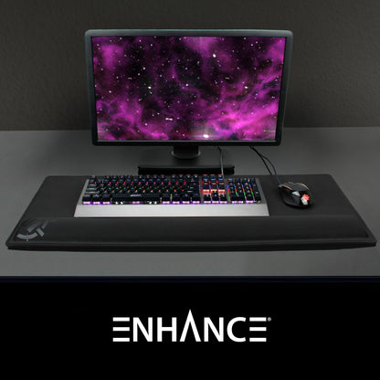 ENHANCE XXL Large Mouse Pad for Desk with 2XL Ergonomic Memory Foam Wrist Rest Support (31.5 x 13.78 x 1 inches) - Desk Pad with Anti-Fray Stitching & Soft Cushion Mat Surface, Designed in The U.S.