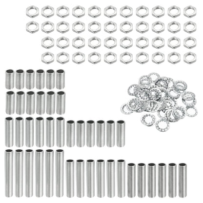 MECCANIXITY Lamp Pipe Kit with Lock Nuts Teeth Washers 1/8IP Thread Fasteners Assortment for Chandelier Ceiling Light Repair Assembly DIY Hardware, Pack of 126
