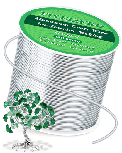 FIVEIZERO 14 Gauge Aluminum Craft Wire 164ft,Armature Wire for Sculpting, Bendable Metal Wire for Jewelry Making, Wire Wrapping, Floral Sculptures,Clay & Christmas Ornaments Crafting(Sliver)