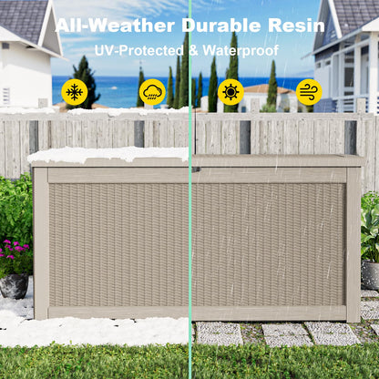 ASKPASS 320 Gallon Large Waterproof UV Resistant Deck Box,Lockable Storage Container for Patio Furniture Cushions Garden Tools and Pool Accessories(Gray)