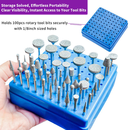 Diamond Grinding Bit Compatible with Dremel, 52Pcs Stone Carving Set Diamond Bits 1/8" (3mm) Shank Polishing Kit for Stone Glass Ceramics Carving Polishing Grinding Etching