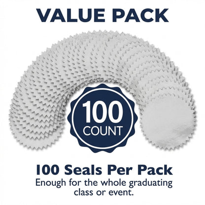 PaperDirect Silver Foil Certificate Seals, 2" Self‑Adhesive Scalloped Stickers, 100‑Pack for Awards, School Certificates, Workplace Recognition, Diplomas & Official Documents