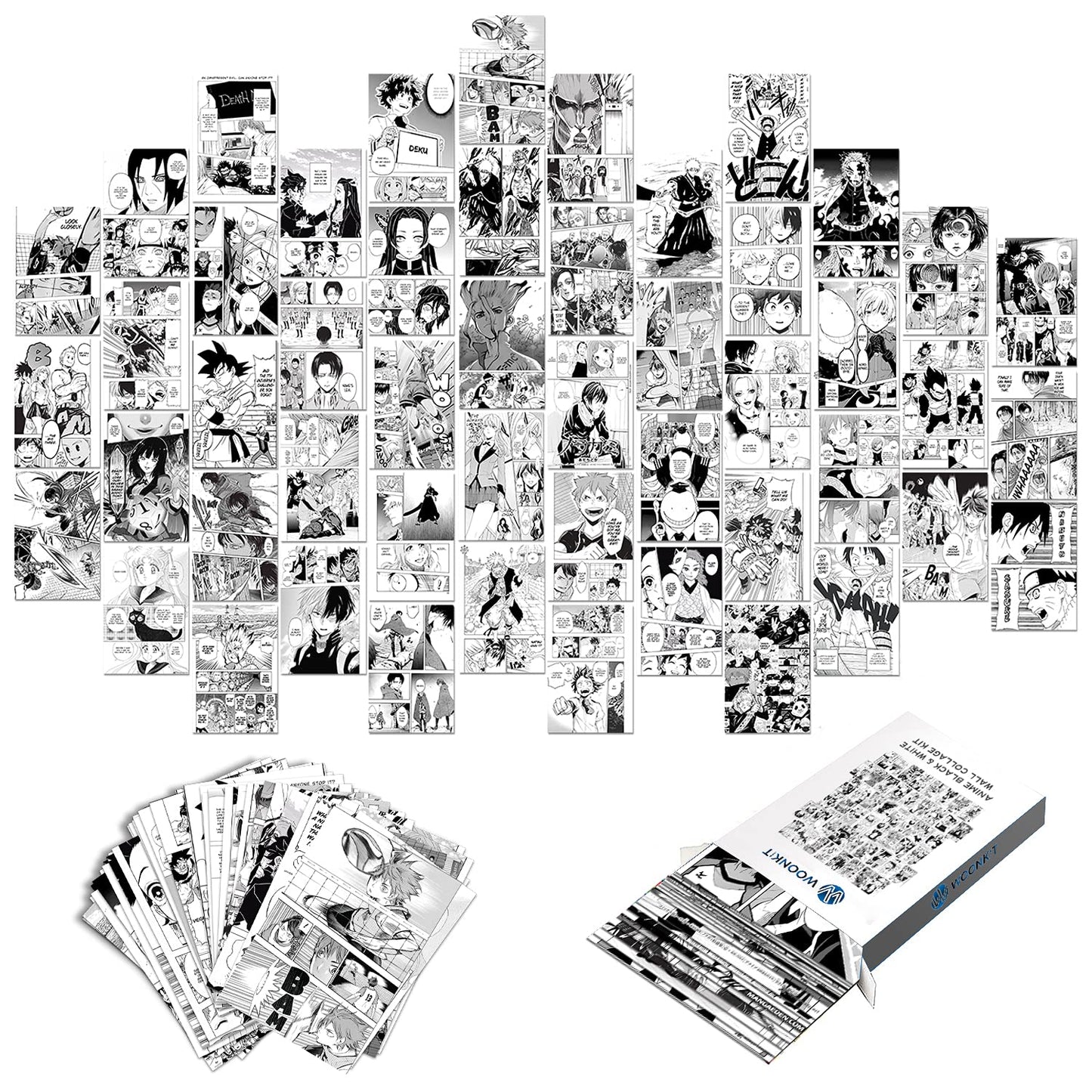 WOONKIT Anime Posters Pack - 50PCS 4X6 INCH MHA Anime Wall Collage Kit for Bedroom Wall, Dorm Decor, Teen Room Aesthetic