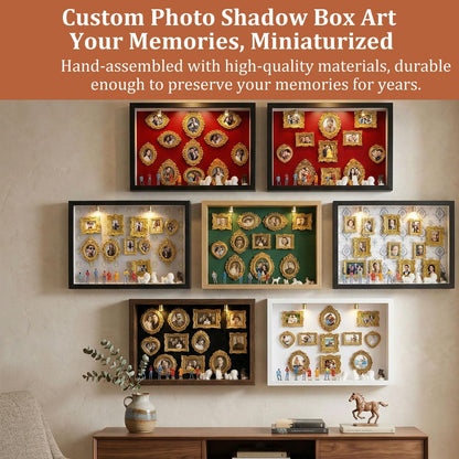 All-in-One DIY Shadow Box Kit,Mini Gold Frames with Museum of Figurines | LED-Illuminated Silhouette Box Memory Collage | Anniversary/Wedding Eco-Friendly Decor Gift (G Style)