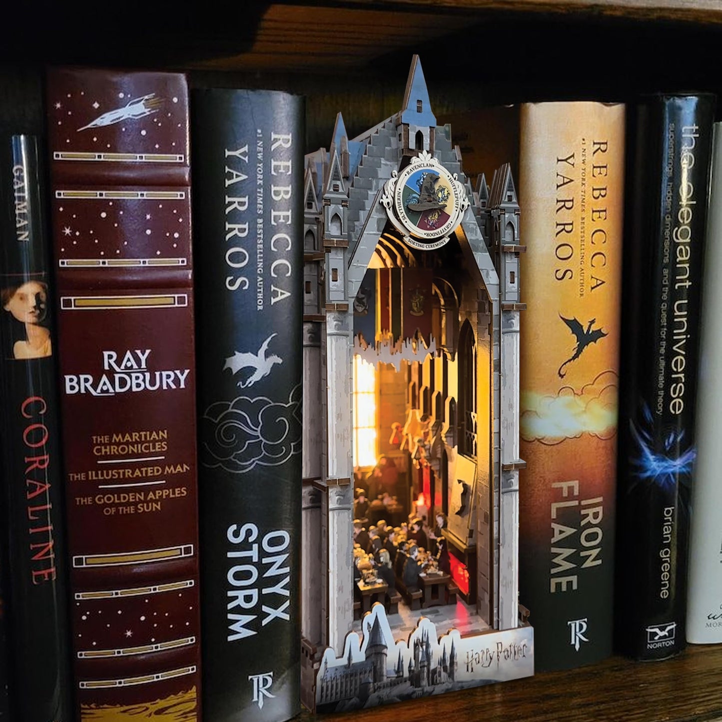 Harry Potter Great Hall Book Nook Kit – DIY 3D Wooden Puzzle with LED Lights | Hogwarts Banquet Hall Bookshelf Insert for Adults & Teens | Wizarding World Collectible & Magical Home Decor