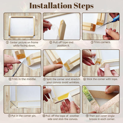20x28 1.25" DIY Canvas Stretcher Bars, Gallery Depth White Pine Wood Frame Kit, Self-Adhesive & Tool-Free Assembly