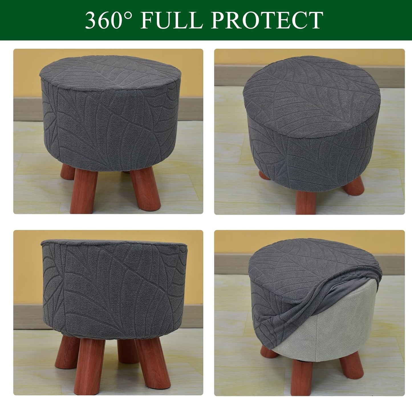 Outdoor,XL,22 CRFATOP Waterproof Round Ottoman Covers Slipcover Stretch Footstool Protector Covers Soft Footrest