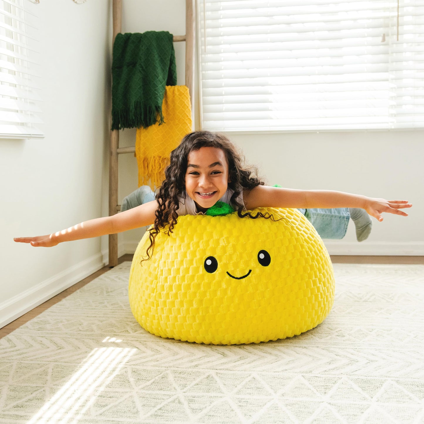 Big Joe Classic Bean Bag Chair, Mini Clouds Oat Smartmax, Durable Polyester Nylon Blend, 2 feet Round