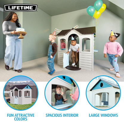 Lifetime Indoor Outdoor Kids Playhouse, Two Store Windows & Farm‑Style Half Doors, Spacious Interior, Easy Snap Together No Tools Assembly, Durable Low‑Maintenance Construction for Ages 3–8