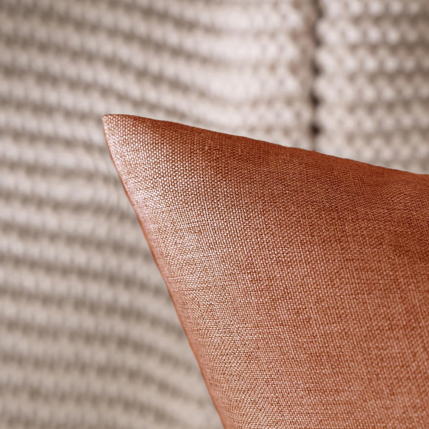 MIULEE Decorative Outdoor Throw Pillow Covers - Waterproof Faux Linen Cushion Cases | 24x24 Inch Rust (Pack of 2)