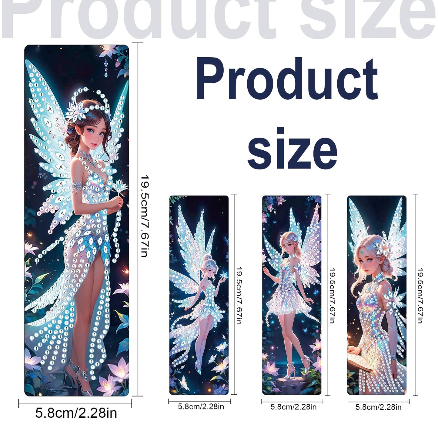 JISHSHAY 4 PCS Diamond Art Bookmarks Diamond Painting Book Marks Gem Art Bookmarkers Gem Painting Book Markers Mosaic Kits for Adults Special Drills with Crystal Pendants Fairy Elf