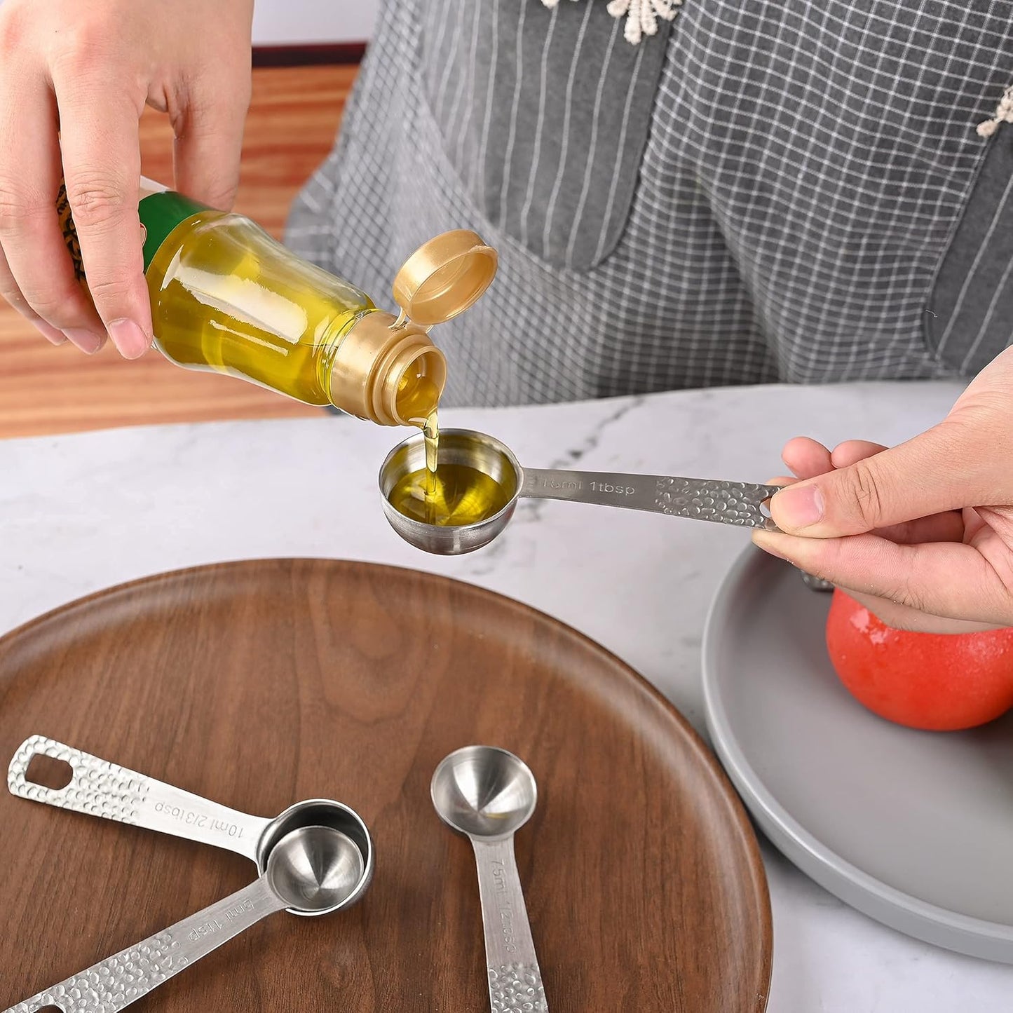 Stainless Steel Measuring Cups and Spoons Set, 5 Cups and 6 Spoons