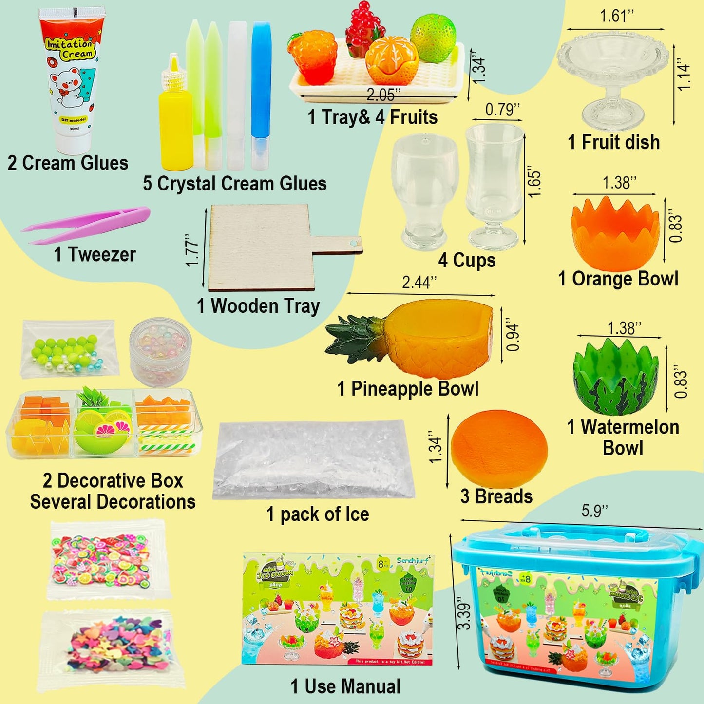 Make Mini Dessert Craft Kit for Kids,DIY Mini Food Toys with Imitation Cream,Create & Display Cream Creations, Art Activities, Great Gifts for Girls,Ages 8+