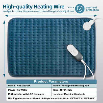 Heating pad for Back, Neck, Shoulder, Cramps and Leg Pain Relief, Heat Pads Christmas Gifts for Women, Men, Mom, Dad, Auto-Off,Machine Washable,Moist Dry Heat Options,Extra Large 12"x24"