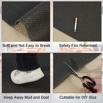 Drydiet Drainage Non Slip mat 3 x 10 ft Rubber Flooring Roll 0.22'' Thick, Commercial Door PVC Rug for Home Restaurant Garage Kitchen Bathroom Pool Washroom Deck, Gray