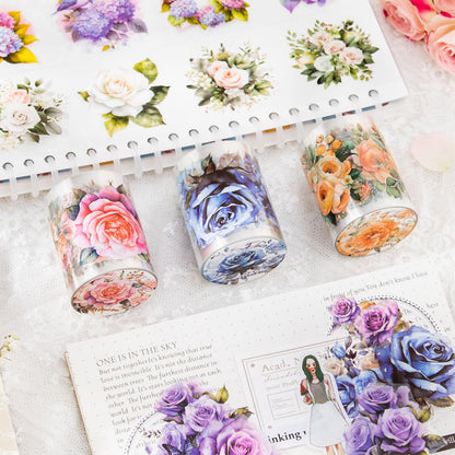 8Rolls Floral Washi Tape Set Flower PET Tapes Stickers for Crafts Journaling,Scrapbooking Supplies, Planner, Bullet Journals,Gift Wraping,Sunflower Rose Hydrangea Butterfly Decorative Masking Tape
