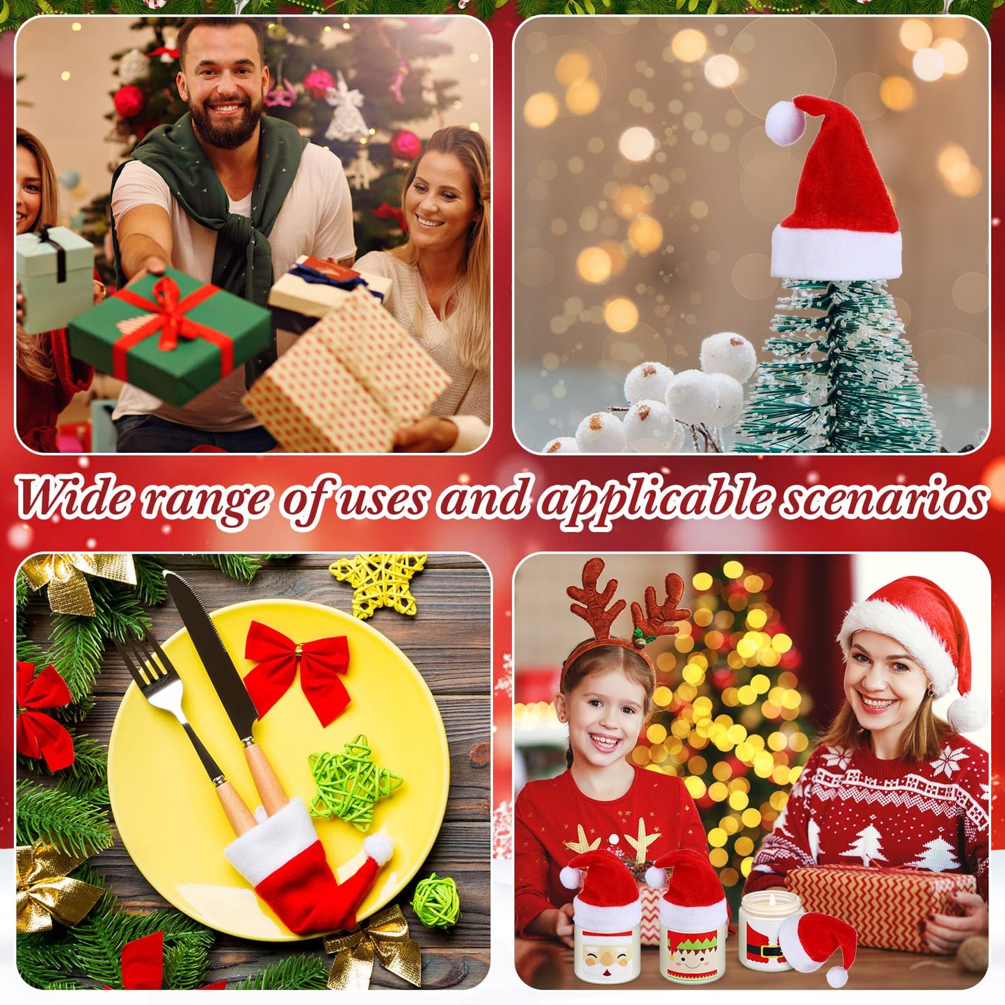 Conelist 12 Pack Christmas Scented Candles Jar Set Include 6 Pcs 7oz Aromatherapy Soy Wax Candles and 6 Pcs Mini Xmas Santa Hat Holiday Table Centerpieces Gifts for Women Men Relaxing Spa