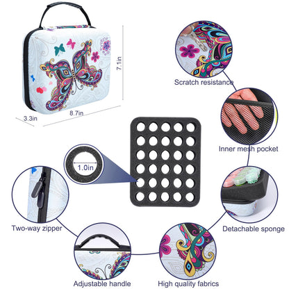 MoeeBtee Diamond Painting Storage Containers, 30 Slots Diamond Painting Accessories with Tools for Diamond Art Organizer Craft Jewelry Beads Storage Box - Butterfly