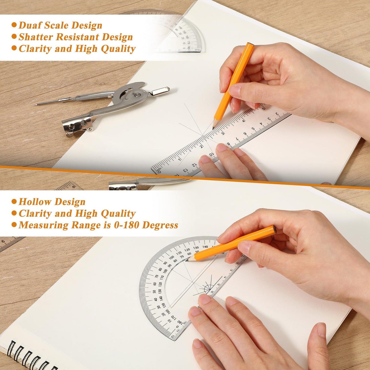 80 PCS Geometry Set - Compass Geometry Tool with Protractor and Compass Set, Protractors Bulk for Classroom, Metal Compass, Ruler, Protractor Drawing Tools for Office Woodworking