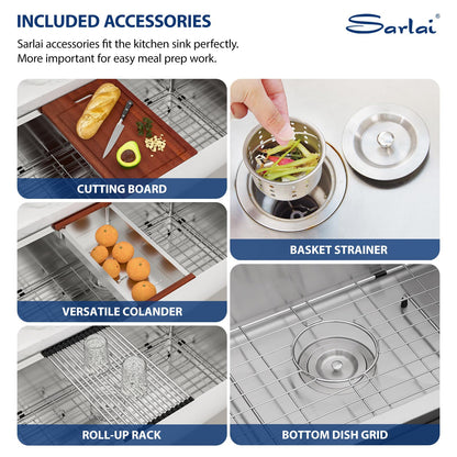 Sarlai 36 Farmhouse Sink Stainless Steel - 36x22 Inch Kitchen Sink Ledge Workstation Apron Front Single Bowl 16 Gauge Stainless Steel Luxury Undermount Farm Kitchen Sink