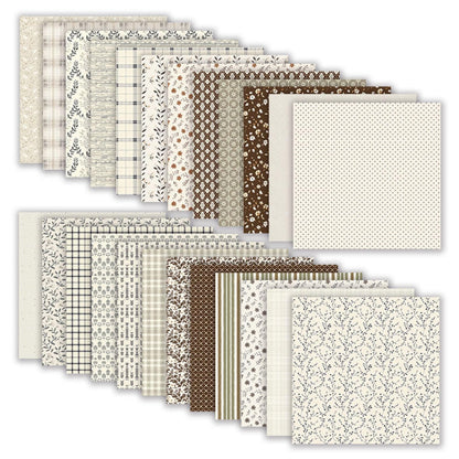MerwDeeyt Scrapbook Paper 12x12 In and 6x6 In Pack, Spring Floral Patterned Paper for Scrapbooking, 48 Sheets Double Sided Decorative Craft Papers for Card Making Journaling Decor (Beige)
