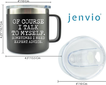 JENVIO Funny Travel Mugs for Fathers Day, Laser Etched Stainless Steel Coffee Mug Tumbler, Unique Gift