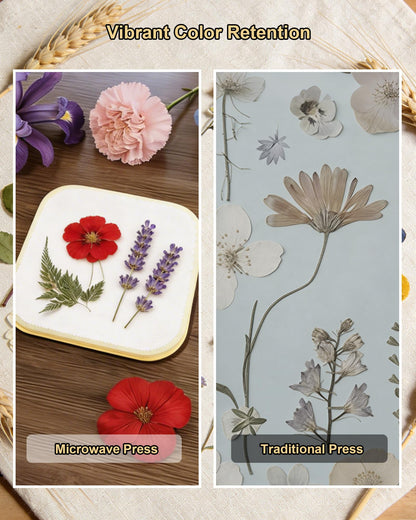 NEIGIKI Microwave Flower Press Kit, 9" Fast-Drying Flower Pressing Kit with Reusable & Washable Cloth, Vibrant Color Retention for Crafts Pressed Flowers, DIY Arts, Great Gifts for Adults & Kids