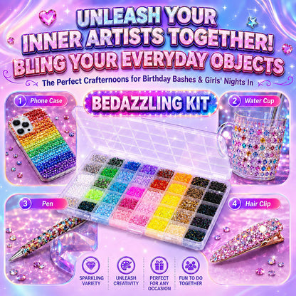 Resin Rhinestones 32000Pcs 40 Colors 3mm Flatback Gems, Bedazzling Kit with B7000 Glue, Jelly Rainbow Crystals for Nail Art, Crafting, Book, Clothes, Shoes, Diamond Art