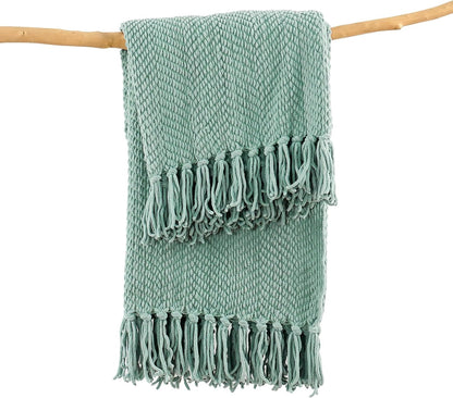 Home Soft Things Throw Blanket, Knitted Tweed, 50'' x 60'', Silver Blue, Cozy Warm Comfortable