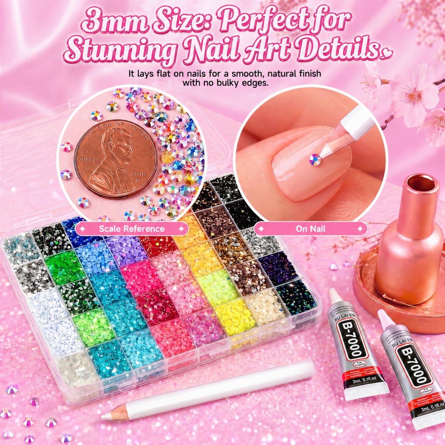 40000Pcs Bedazzling Kit, 40 Mix Colors Rhinestones Gems for Bedazzled Kits, All-in-One Bedazzler Kit Set for Crafting, Nail Art, Shoes, Books