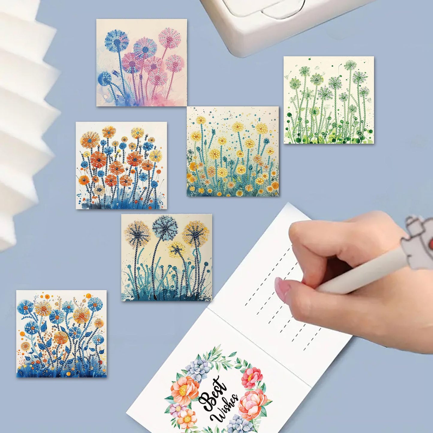 DDGYP 6pcs Diamond Art Cards - 5.9x11.81in Diamond Art Painting Greeting Card Kits, DIY Diamond Art Greeting Cards with Envelopes for Birthday & Daily Greetings